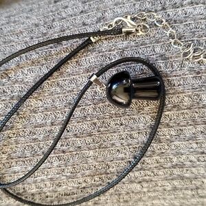 Black Glass mushroom necklace pendant